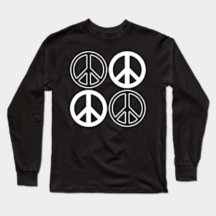 Pink and White Peace Signs Pattern Long Sleeve T-Shirt